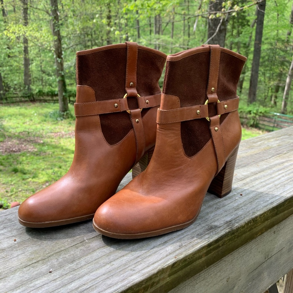 Lauren Ralph Lauren leather and suede booties.